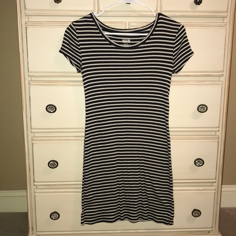 Black and white striped dress